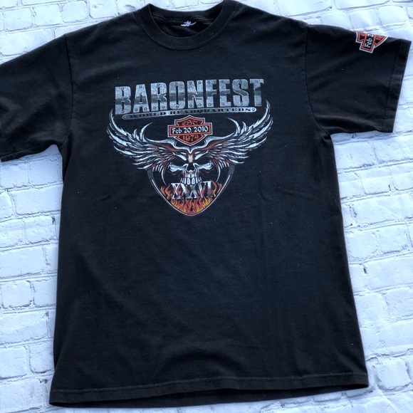 Black Baronfest World Headquarters Harley Shirt - Picture 1 of 4